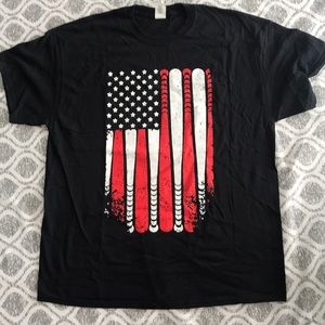 XL short sleeved baseball flag shirt